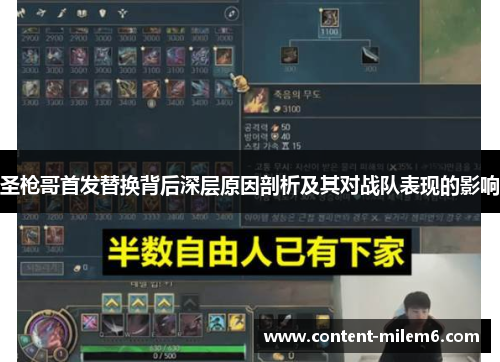 圣枪哥首发替换背后深层原因剖析及其对战队表现的影响